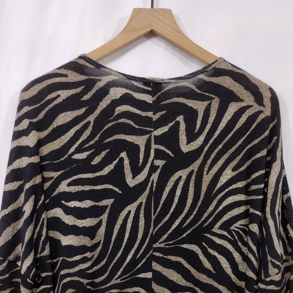 Clara Sun Woo Zebra Print Tunic Women's S Brown Black Boho Retro 90s Y2K - Picture 8 of 10